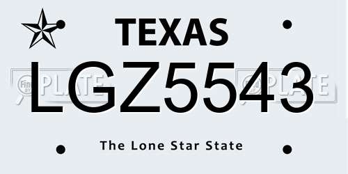 LGZ5543 Texas License Plate
