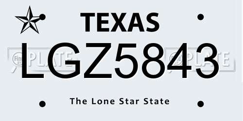 LGZ5843 Texas License Plate