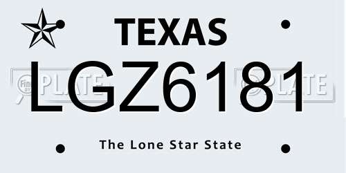 LGZ6181 Texas License Plate