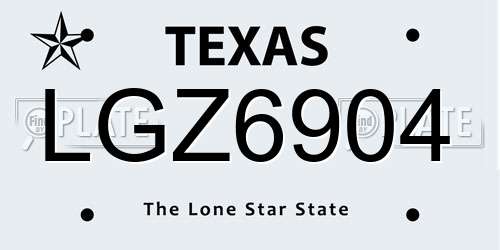 LGZ6904 Texas License Plate