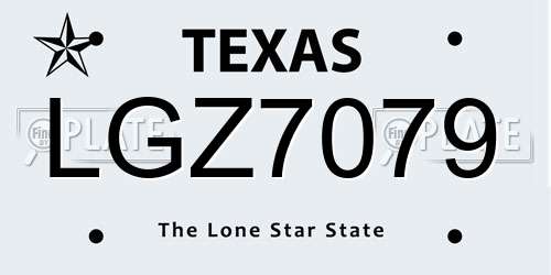 LGZ7079 Texas License Plate