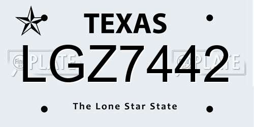LGZ7442 Texas License Plate