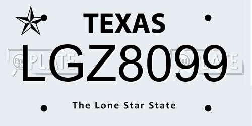 LGZ8099 Texas License Plate