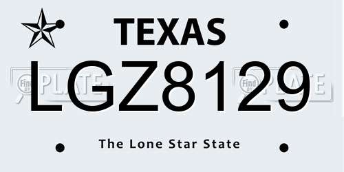 LGZ8129 Texas License Plate