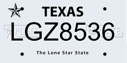 LGZ8536 Texas License Plate