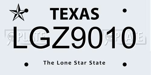 LGZ9010 Texas License Plate