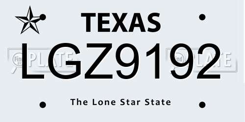 LGZ9192 Texas License Plate