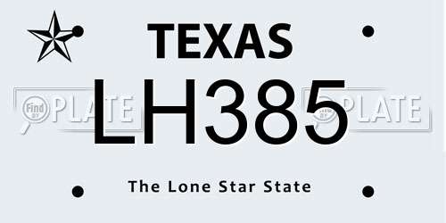 LH385 Texas License Plate