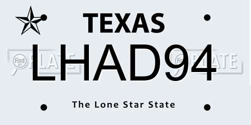 LHAD94 Texas License Plate