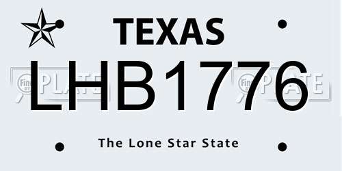LHB1776 Texas License Plate