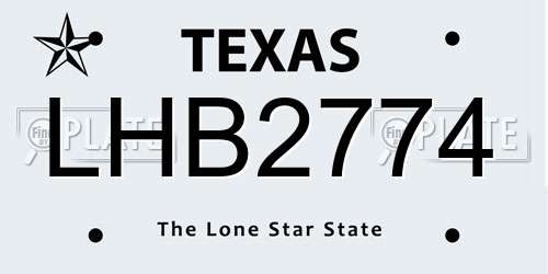 LHB2774 Texas License Plate