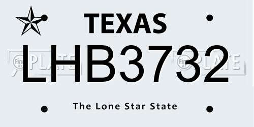 LHB3732 Texas License Plate