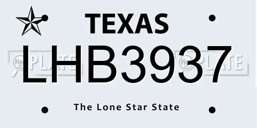 LHB3937 Texas License Plate