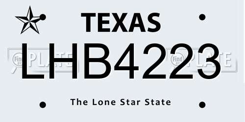 LHB4223 Texas License Plate