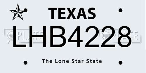 LHB4228 Texas License Plate