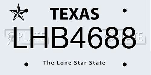 LHB4688 Texas License Plate