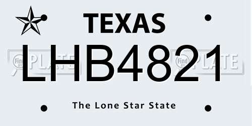 LHB4821 Texas License Plate