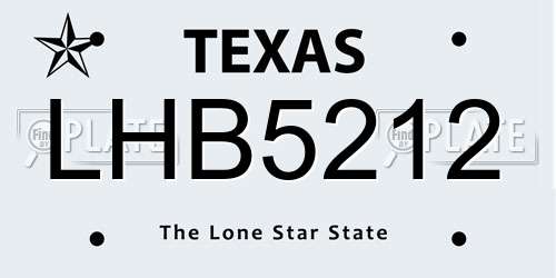 LHB5212 Texas License Plate