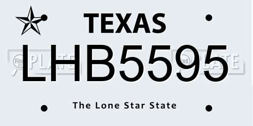 LHB5595 Texas License Plate