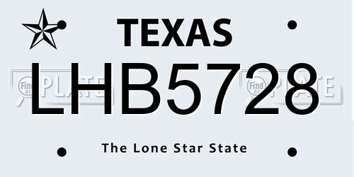 LHB5728 Texas License Plate