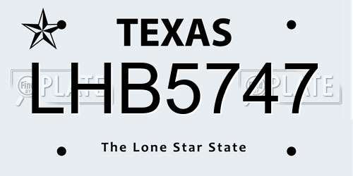LHB5747 Texas License Plate