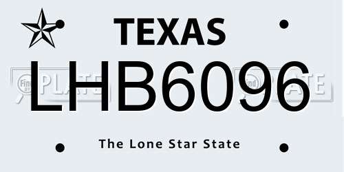 LHB6096 Texas License Plate