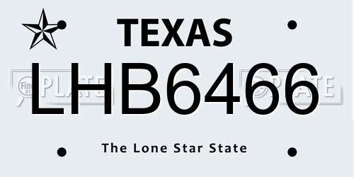 LHB6466 Texas License Plate