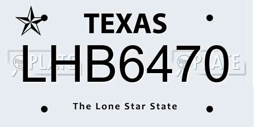 LHB6470 Texas License Plate