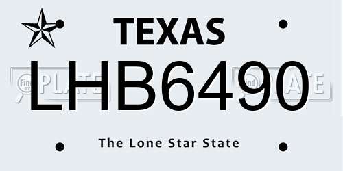 LHB6490 Texas License Plate