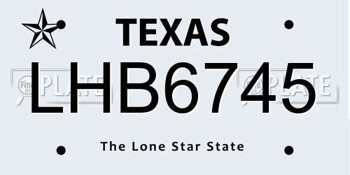 LHB6745 Texas License Plate
