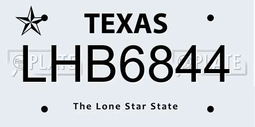 LHB6844 Texas License Plate
