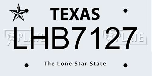 LHB7127 Texas License Plate