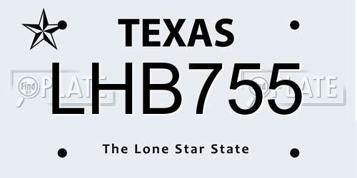 LHB755 Texas License Plate