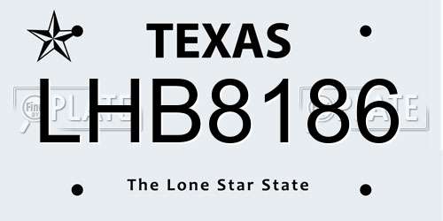 LHB8186 Texas License Plate