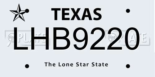 LHB9220 Texas License Plate