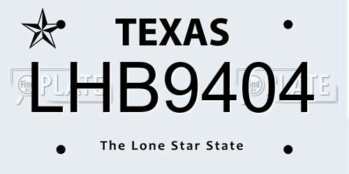 LHB9404 Texas License Plate