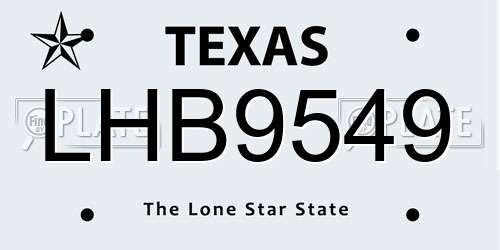 LHB9549 Texas License Plate