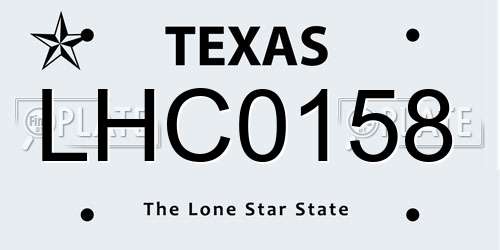LHC0158 Texas License Plate