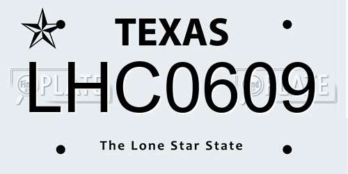 LHC0609 Texas License Plate