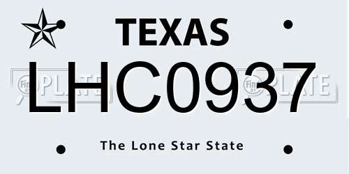 LHC0937 Texas License Plate