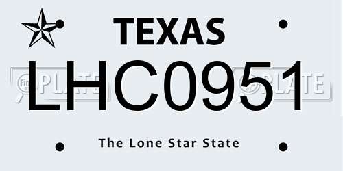 LHC0951 Texas License Plate