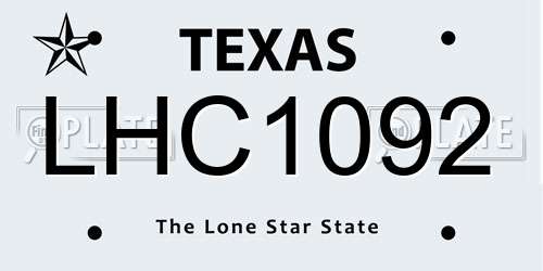 LHC1092 Texas License Plate