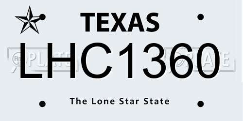LHC1360 Texas License Plate