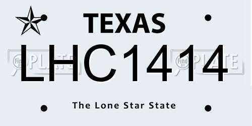 LHC1414 Texas License Plate