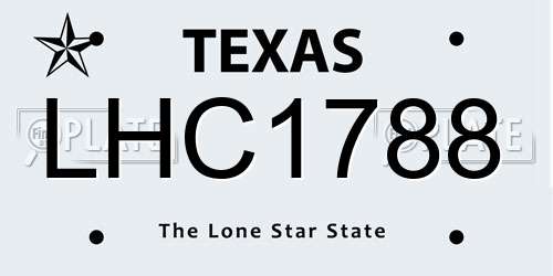 LHC1788 Texas License Plate