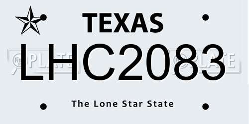 LHC2083 Texas License Plate