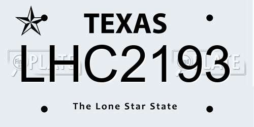 LHC2193 Texas License Plate