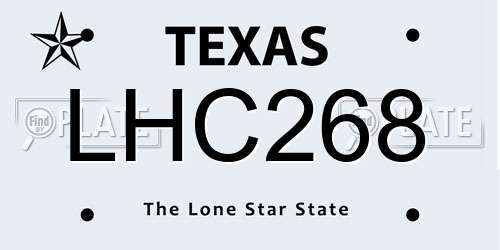 LHC268 Texas License Plate