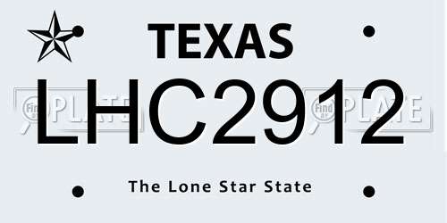 LHC2912 Texas License Plate