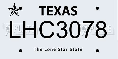 LHC3078 Texas License Plate